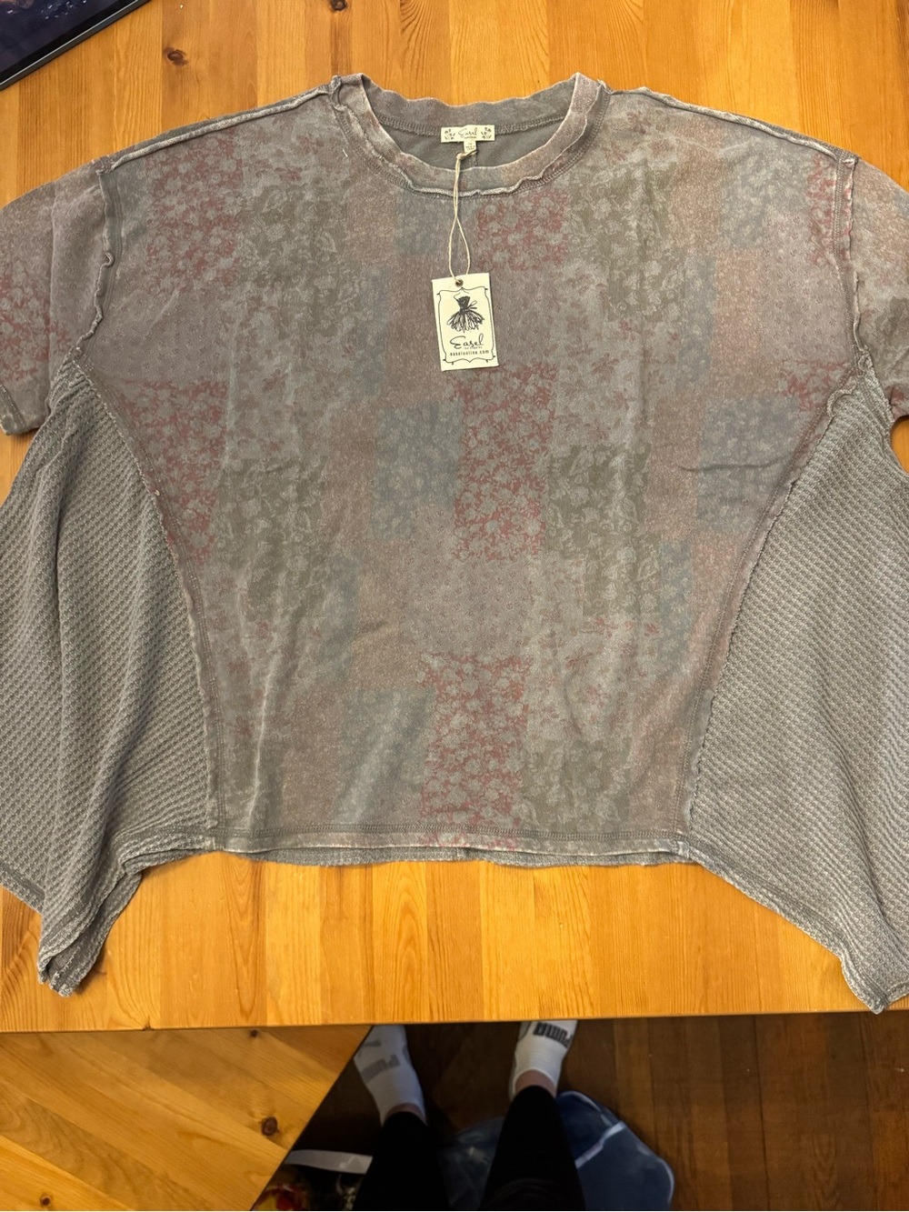 NWT! Easel Oversized Mixed-Media Tee